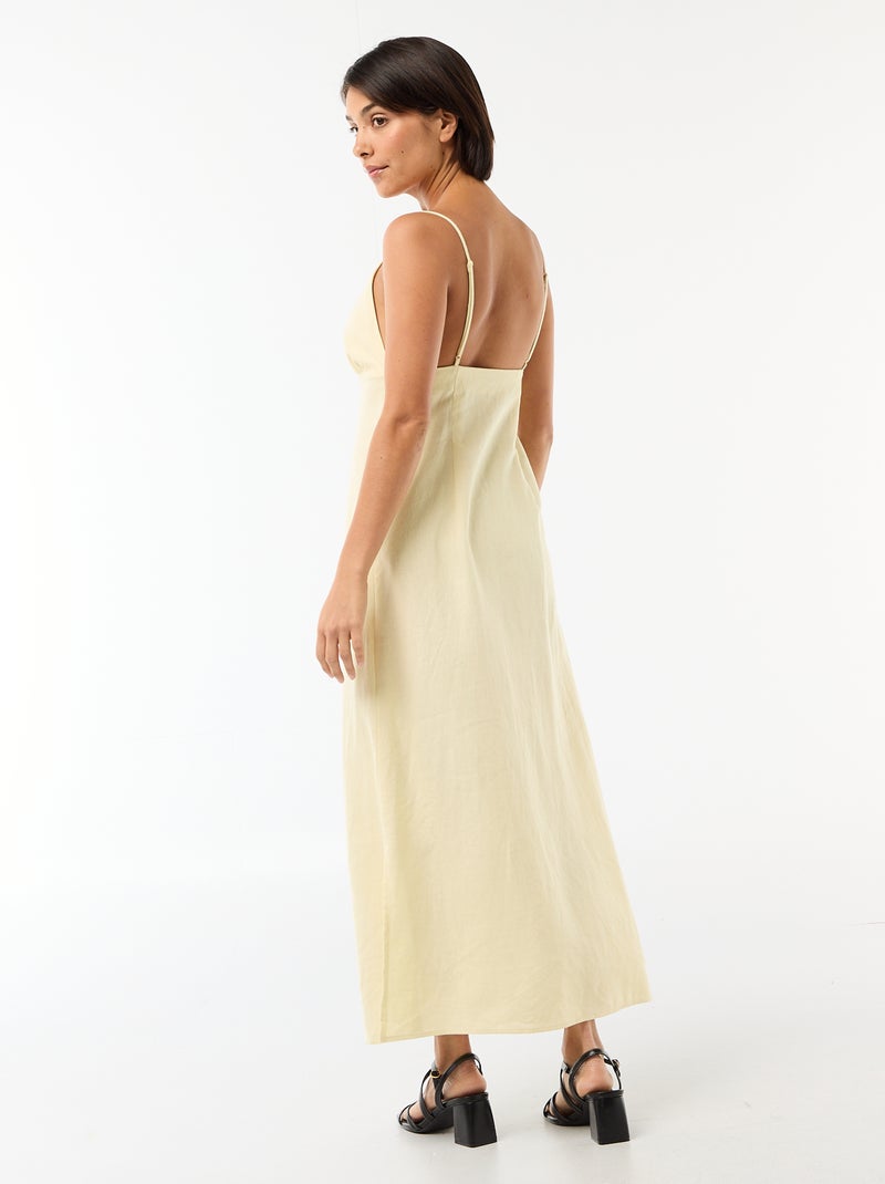 Vestido midi con adorno de fantasía en el cuello Amarillo - Kiabi