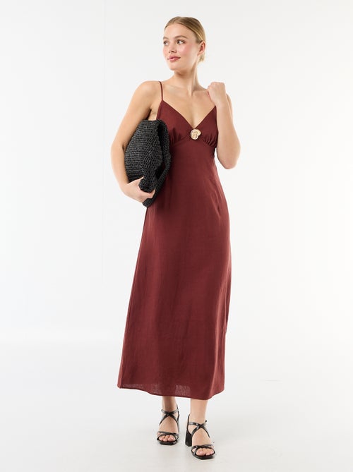 Vestido midi con adorno de fantasía en el cuello - Kiabi