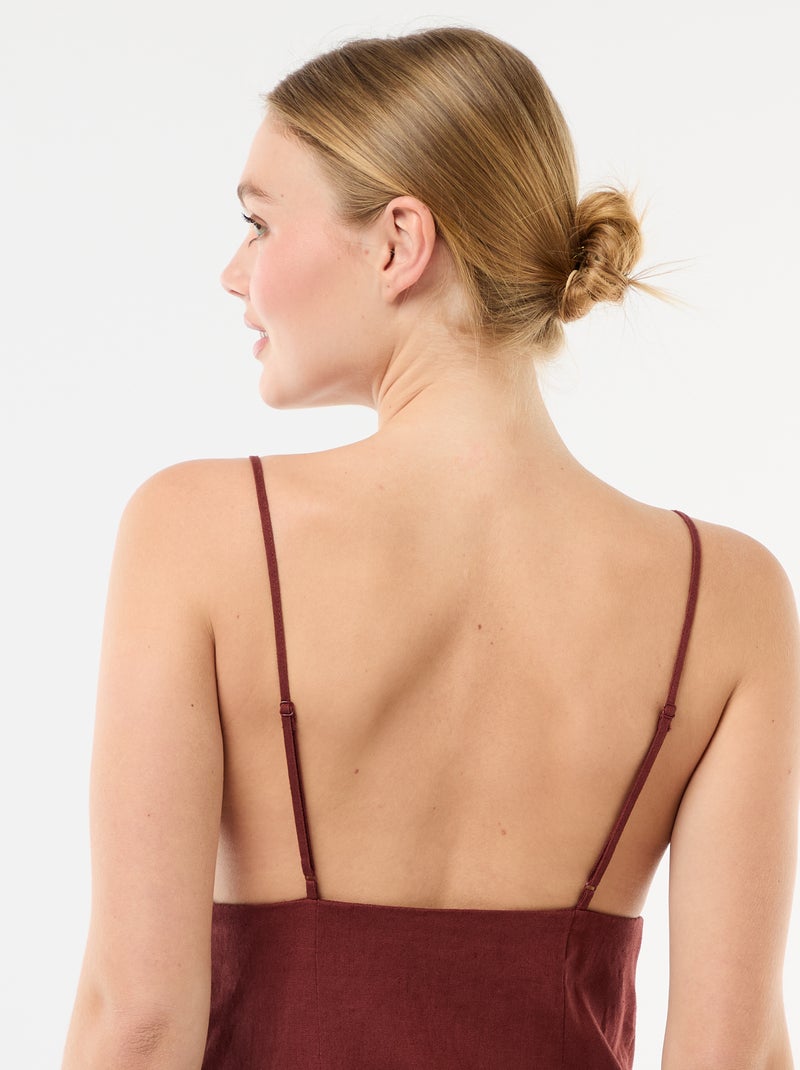 Vestido midi con adorno de fantasía en el cuello Marron - Kiabi
