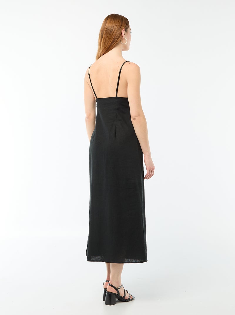 Vestido midi con adorno de fantasía en el cuello Negro - Kiabi
