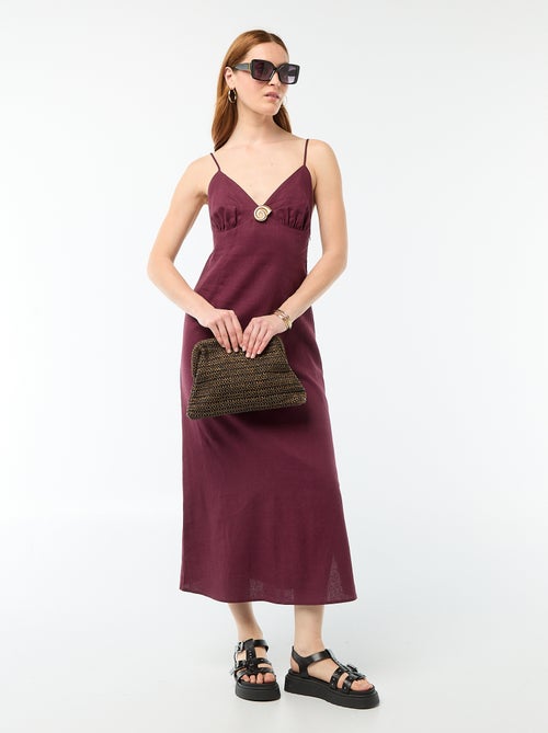 Vestido midi con adorno de fantasía en el cuello - Kiabi