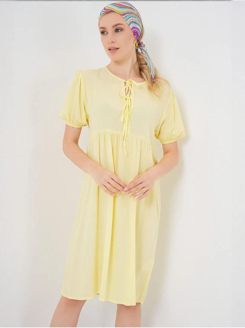 Vestido midi con cierre de lazo bdart Amarillo - Kiabi