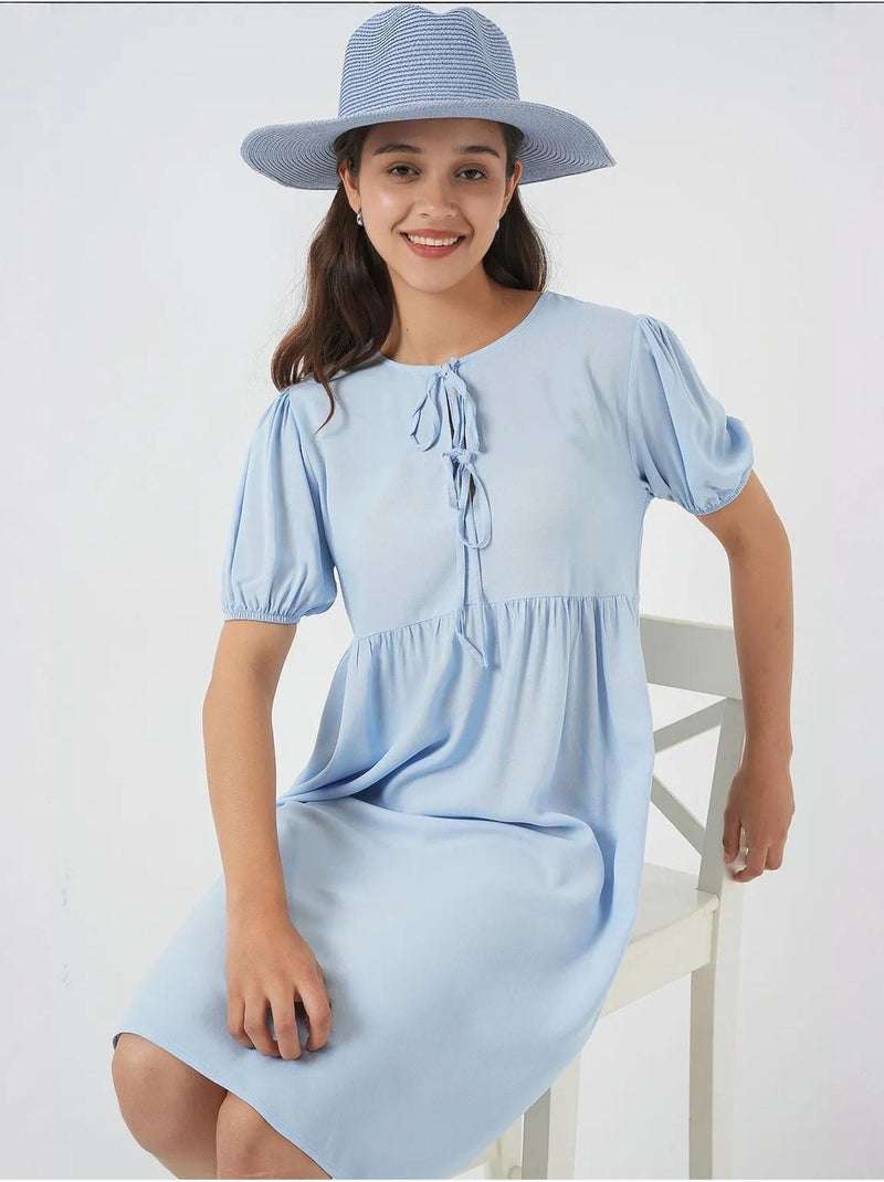 Vestido midi con cierre de lazo bdart Azul claro - Kiabi