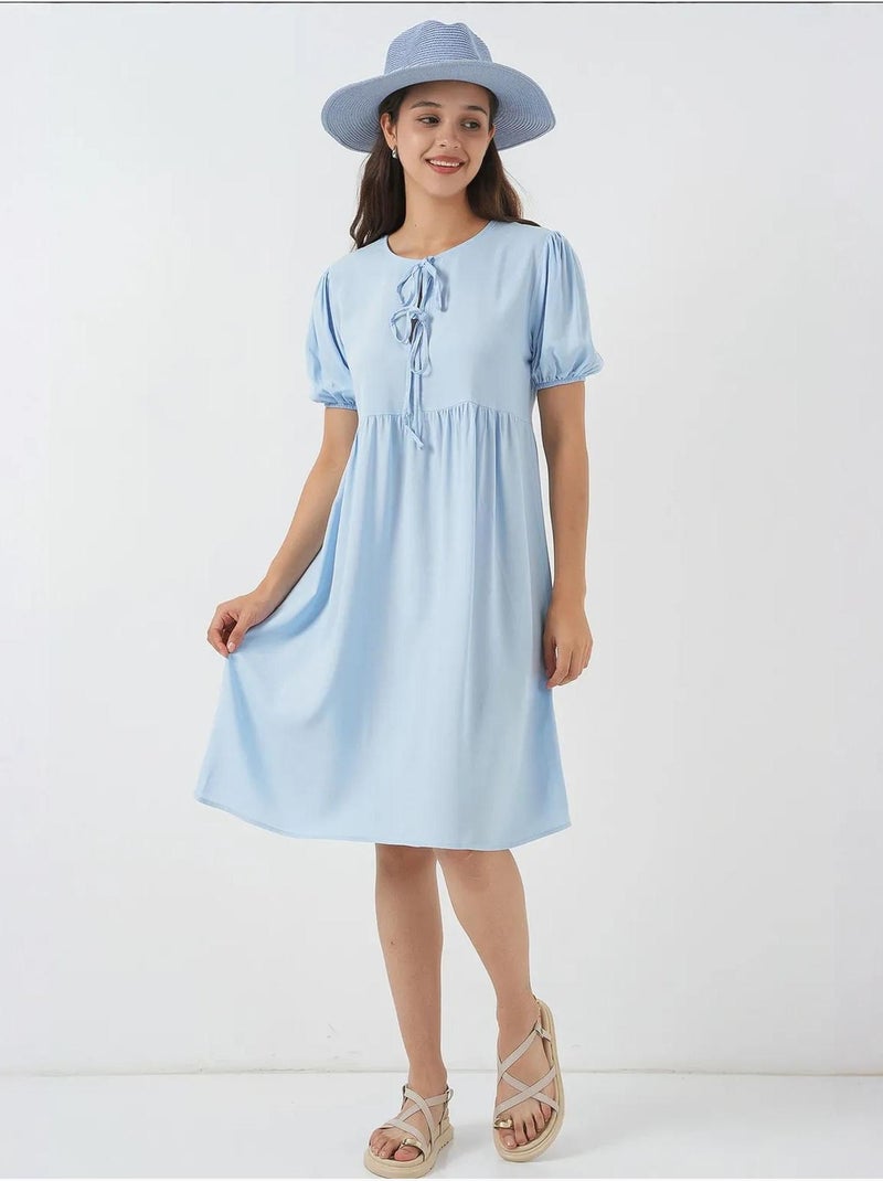 Vestido midi con cierre de lazo bdart Azul claro - Kiabi