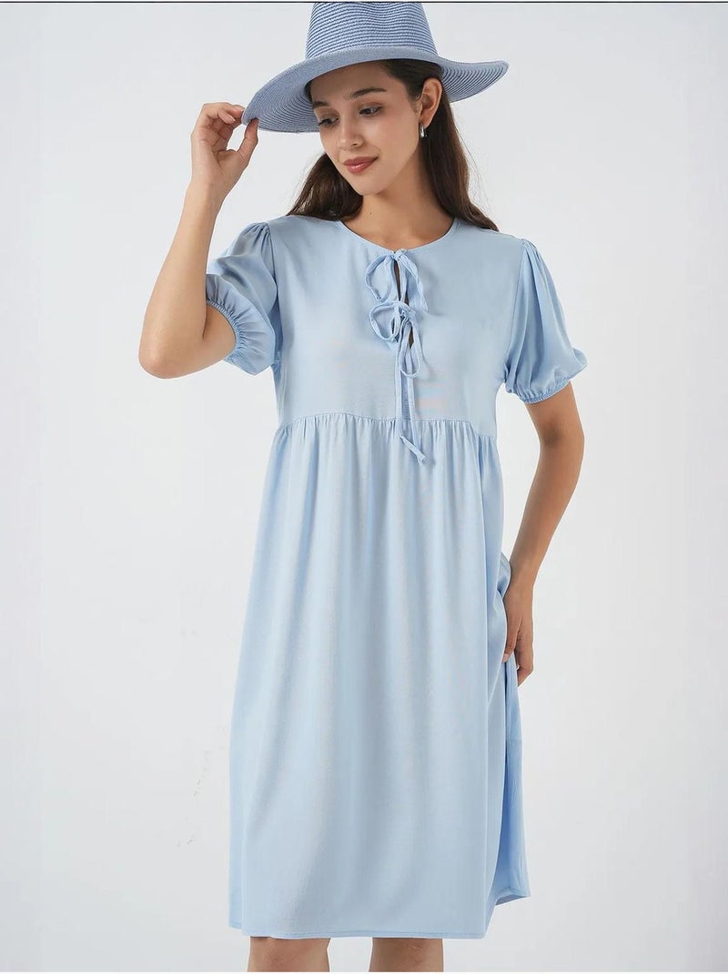 Vestido midi con cierre de lazo bdart Azul claro - Kiabi