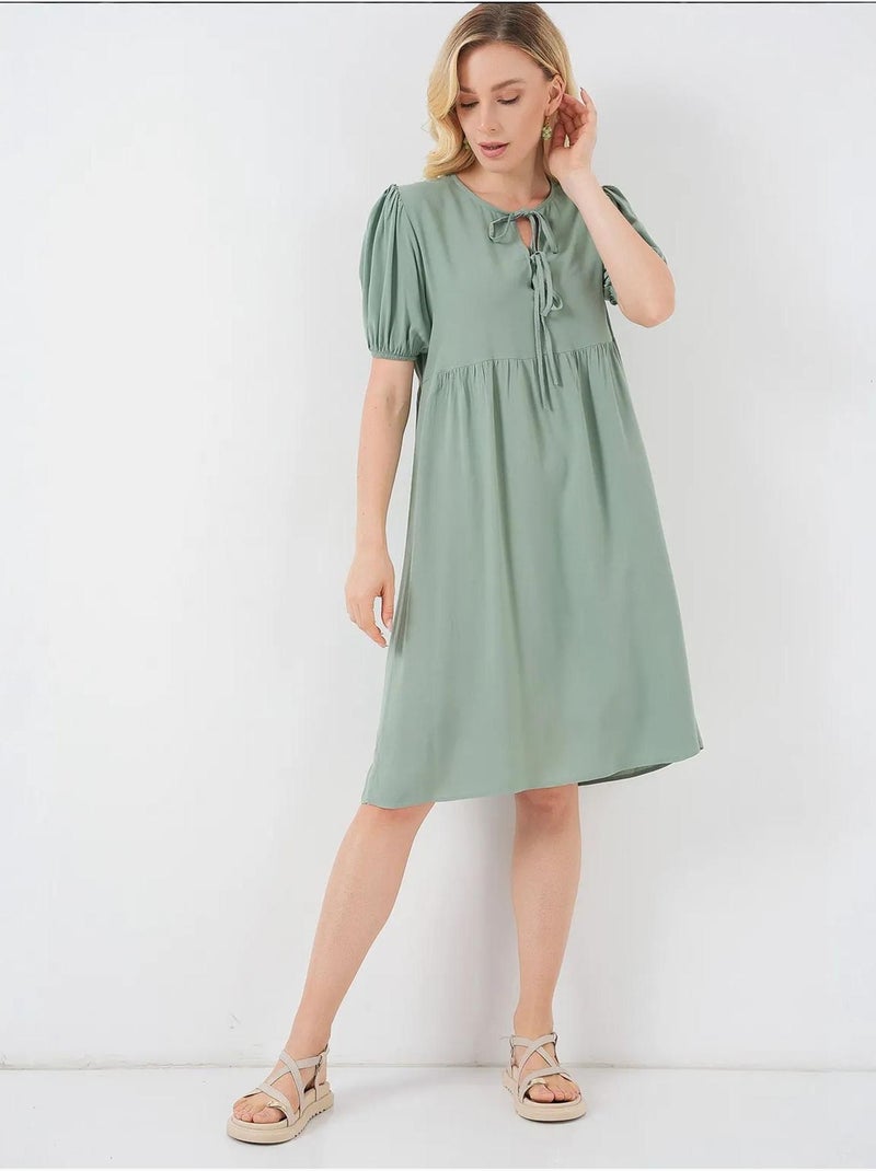 Vestido midi con cierre de lazo bdart Caqui - Kiabi