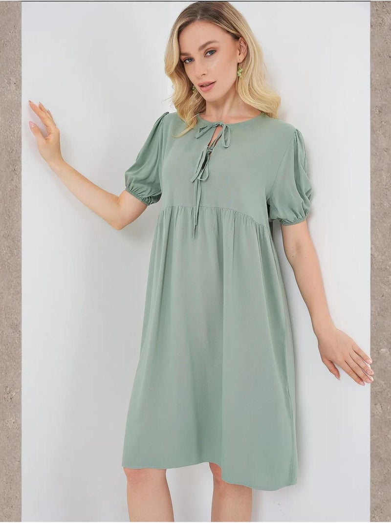 Vestido midi con cierre de lazo bdart Caqui - Kiabi