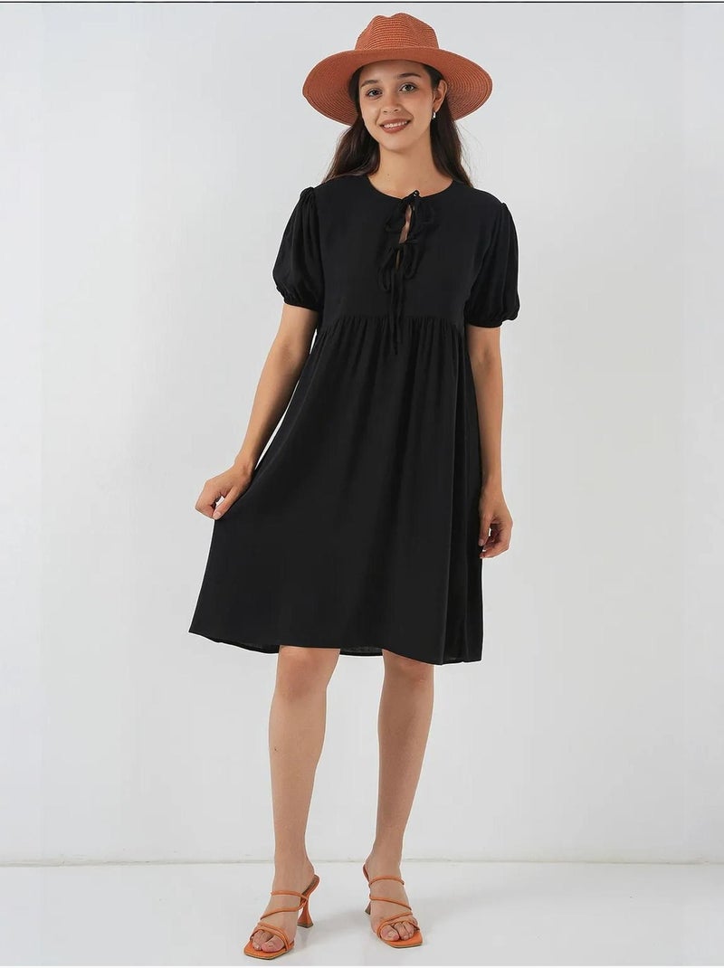 Vestido midi con cierre de lazo bdart Negro - Kiabi