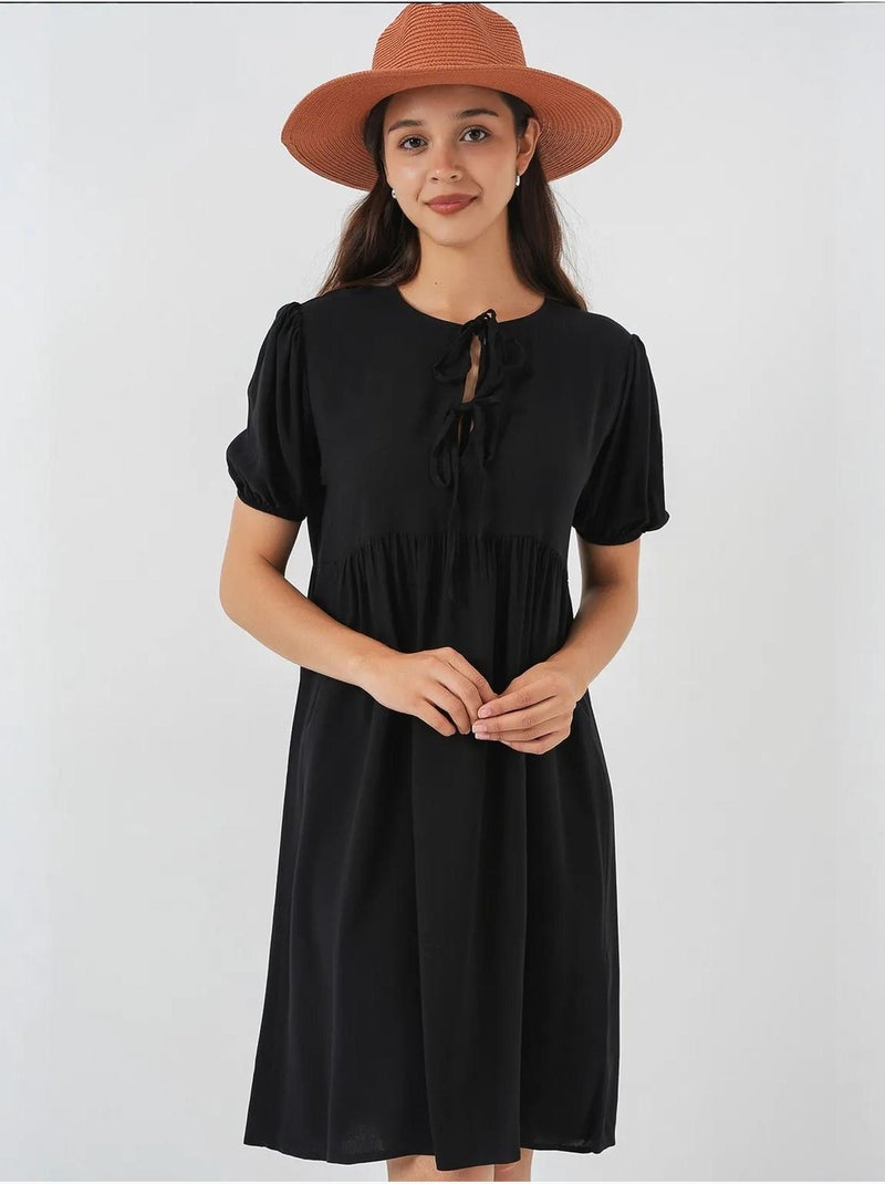 Vestido midi con cierre de lazo bdart Negro - Kiabi