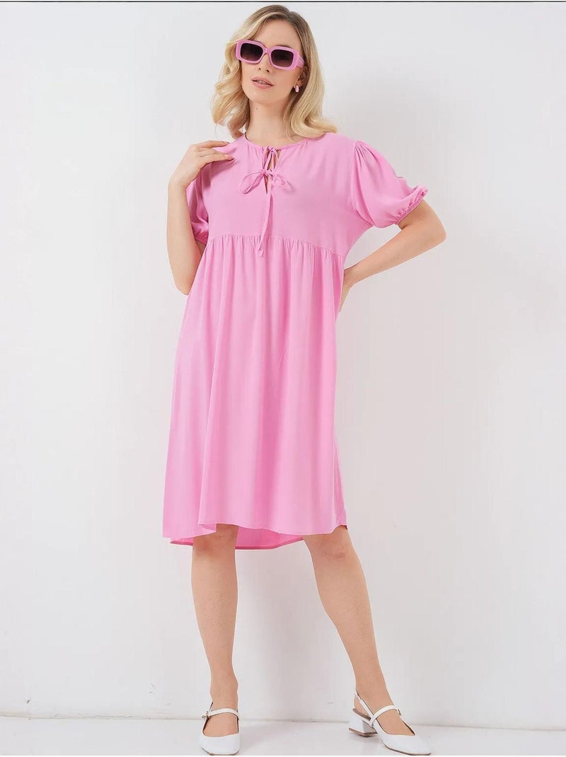 Vestido midi con cierre de lazo bdart Rosa claro - Kiabi