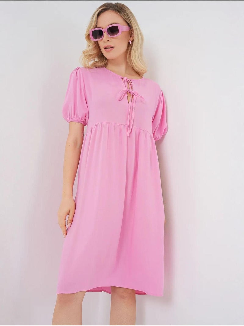 Vestido midi con cierre de lazo bdart Rosa claro - Kiabi
