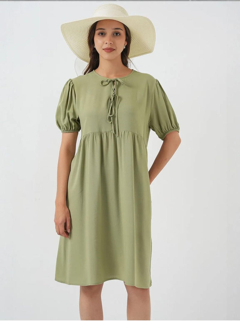 Vestido midi con cierre de lazo bdart Verde claro - Kiabi