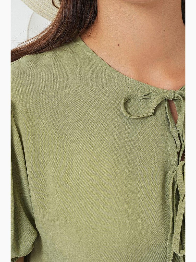Vestido midi con cierre de lazo bdart Verde claro - Kiabi