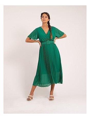 Vestido midi con cinturón ISALA