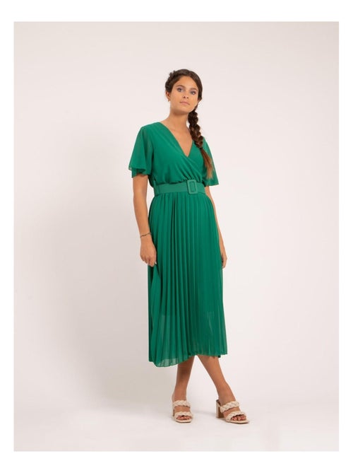 Vestido midi con cinturón ISALA - Kiabi