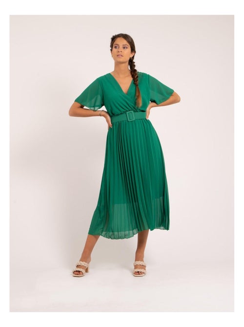 Vestido midi con cinturón ISALA - Kiabi