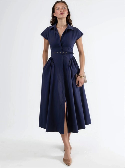 Vestido midi con cinturón y cuello camisero busem - Kiabi