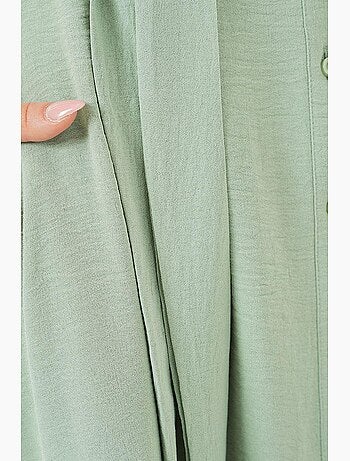 Vestido midi con cuello camisero abotonado y corte a con detalle de ribete bdart