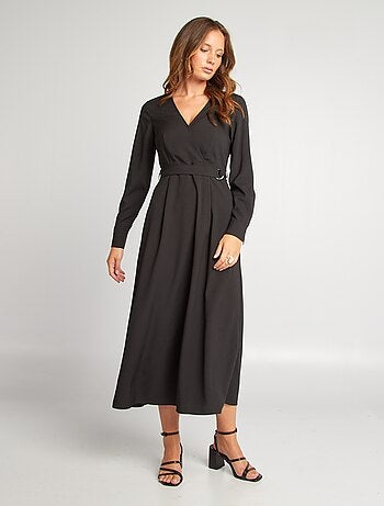 Vestido midi con cuello cruzado