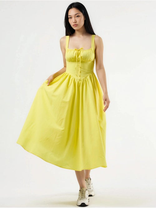 Vestido midi con cuello cuadrado y detalle de botones busem - Kiabi