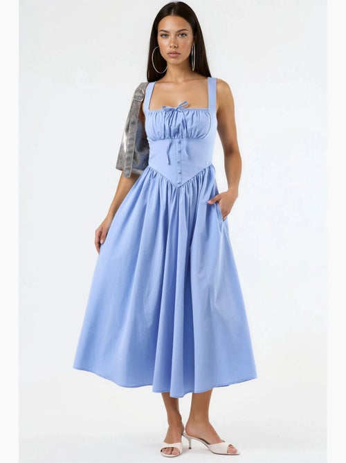 Vestido midi con cuello cuadrado y detalle de botones busem - Kiabi