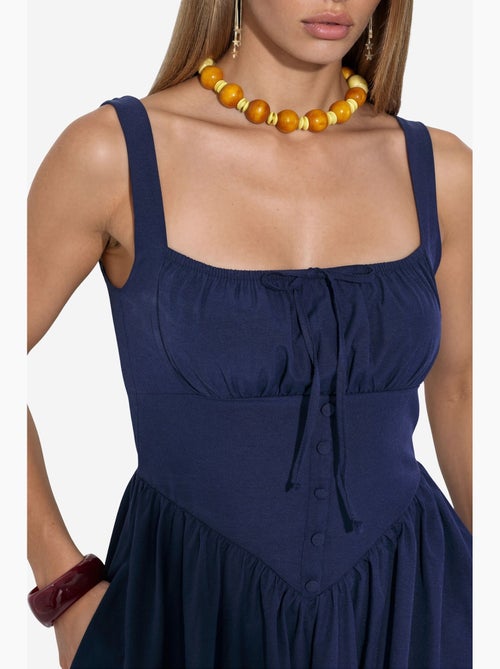 Vestido midi con cuello cuadrado y detalle de botones busem - Kiabi