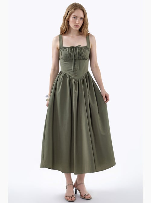 Vestido midi con cuello cuadrado y detalle de botones busem - Kiabi
