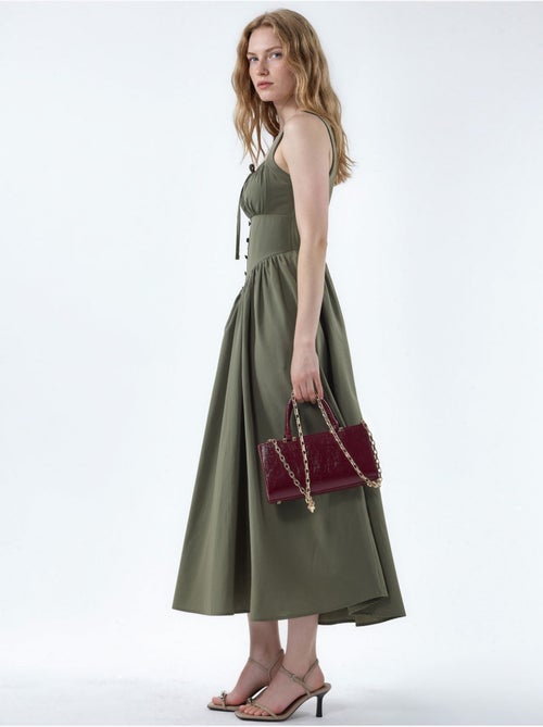 Vestido midi con cuello cuadrado y detalle de botones busem - Kiabi