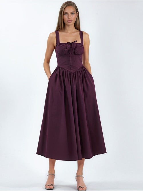 Vestido midi con cuello cuadrado y detalle de botones busem - Kiabi