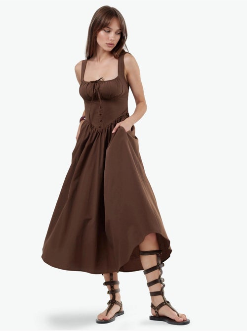 Vestido midi con cuello cuadrado y detalle de botones busem - Kiabi