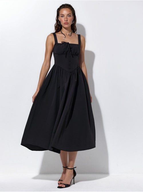 Vestido midi con cuello cuadrado y detalle de botones busem - Kiabi