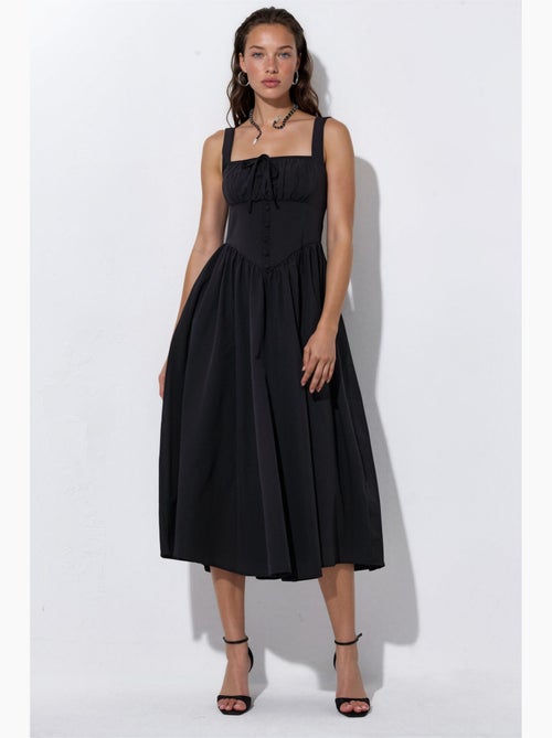 Vestido midi con cuello cuadrado y detalle de botones busem - Kiabi