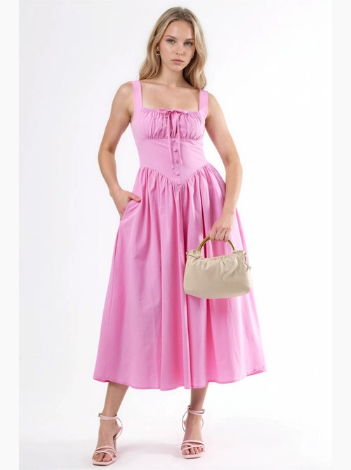 Vestido midi con cuello cuadrado y detalle de botones busem - Kiabi