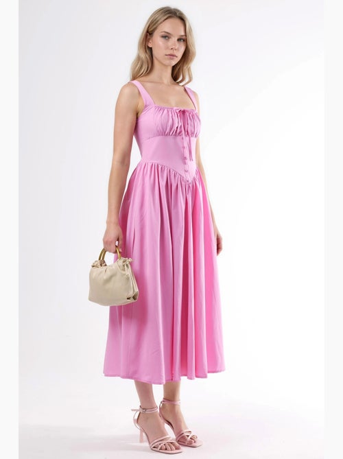 Vestido midi con cuello cuadrado y detalle de botones busem - Kiabi