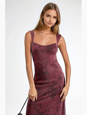 Vestido midi con cuello de corazón floreado hiccup