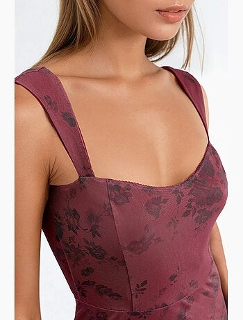 Vestido midi con cuello de corazón floreado hiccup