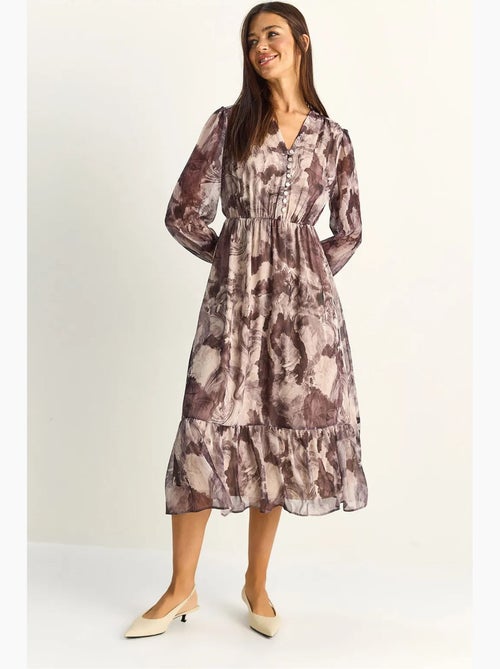 Vestido midi con cuello de pico y estampado de cachemira lucci - Kiabi Vestido midi con cuello de pico y estampado de cachemira lucci - Kiabi