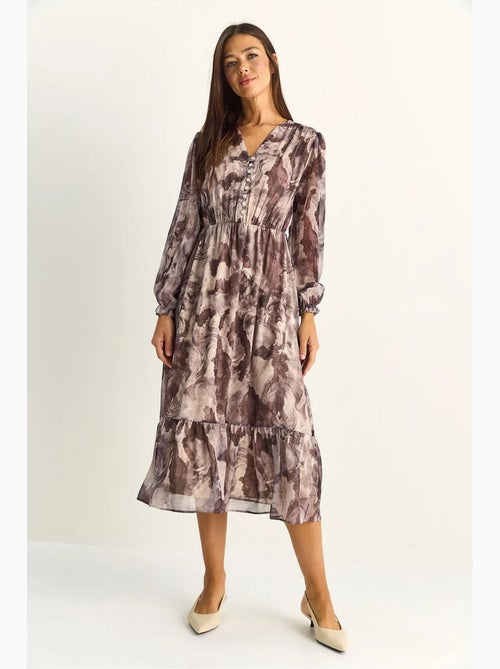 Vestido midi con cuello de pico y estampado de cachemira lucci - Kiabi Vestido midi con cuello de pico y estampado de cachemira lucci - Kiabi