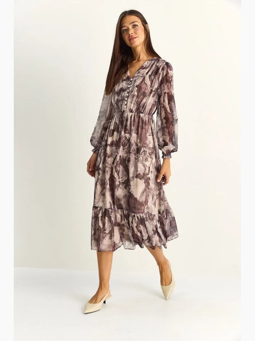 Vestido midi con cuello de pico y estampado de cachemira lucci - Kiabi Vestido midi con cuello de pico y estampado de cachemira lucci - Kiabi