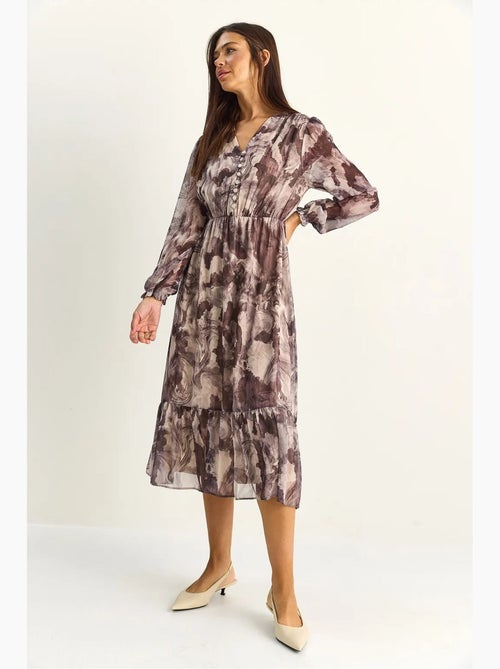 Vestido midi con cuello de pico y estampado de cachemira lucci - Kiabi Vestido midi con cuello de pico y estampado de cachemira lucci - Kiabi