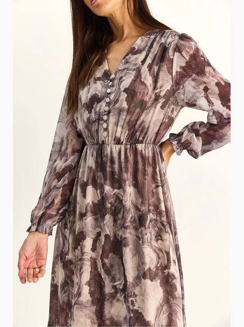 Vestido midi con cuello de pico y estampado de cachemira lucci - Kiabi Vestido midi con cuello de pico y estampado de cachemira lucci - Kiabi