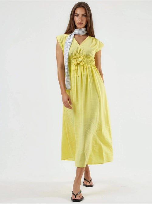 Vestido midi con cuello en v y detalle de lazo busem - Kiabi