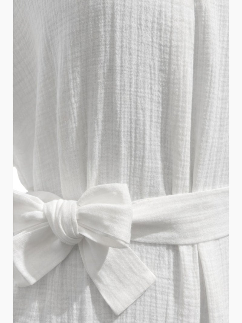 Vestido midi con cuello en v y detalles de accesorios mixray Blanco - Kiabi