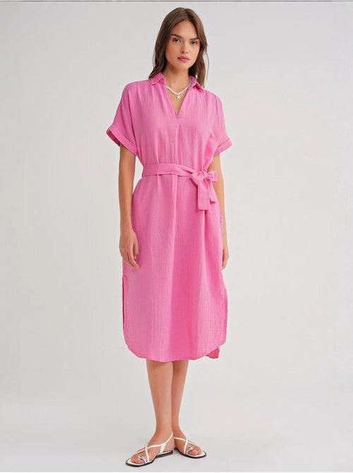 Vestido midi con cuello en v y detalles de accesorios mixray - Kiabi