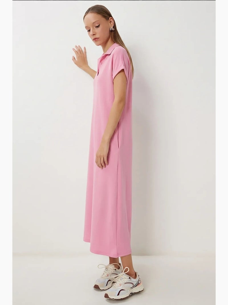 Vestido midi con cuello polo y bolsillo de estambul istanbul Rosa claro - Kiabi
