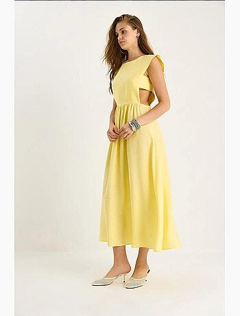 Vestido midi con cuello redondo y aberturas lucci