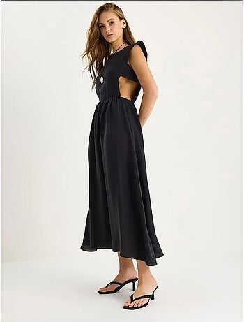 Vestido midi con cuello redondo y aberturas lucci