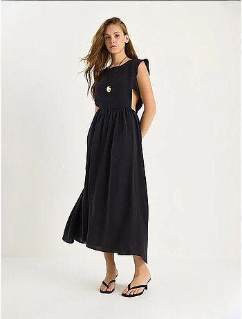 Vestido midi con cuello redondo y aberturas lucci