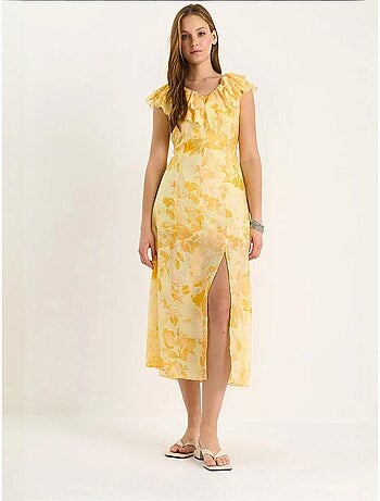 Vestido midi con detalle de volantes lucci