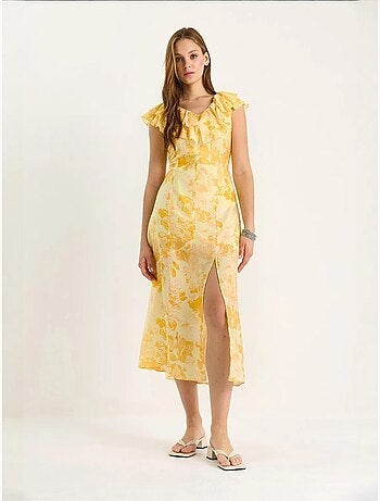 Vestido midi con detalle de volantes lucci